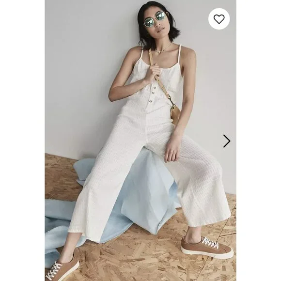 Madewell Women's $98 Textured Cover Up Jumpsuit Lighthouse Size S NE313 - Picture 2 of 7